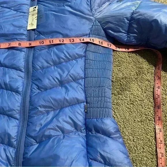 Women's X-small Via Spiga Smocked Quilted Puffer Jacket Sapphire Blue 60113V - Picture 9 of 11